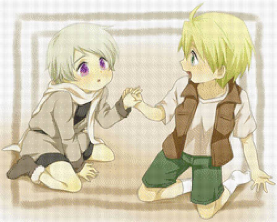 Chibi!Russia and Chibi!America - hetalia axis powers, хеталия страны оси, hetalia, хеталия, аниме - предпросмотр