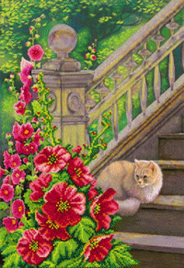 дачник - цветы, животные, кошка - предпросмотр