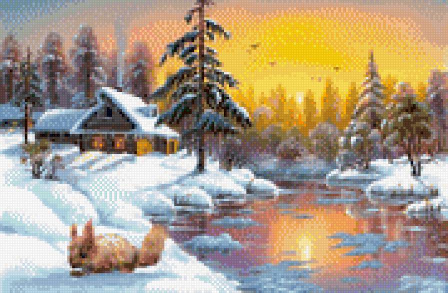 Зима - лес, белка - предпросмотр