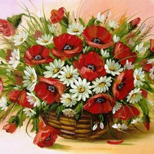 Схема вышивки «Корзина с цветами-vvv»