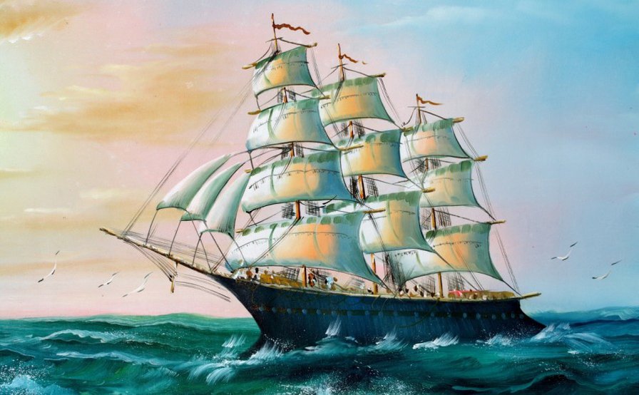 Корабль - парусник, море, корабль - оригинал