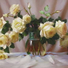 Оригинал схемы вышивки «розы в вазе» (№1031017)