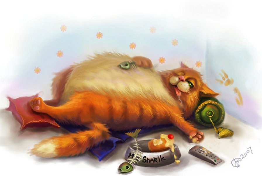 Обжора - обжора, вкусно, пир, кот, обед - оригинал