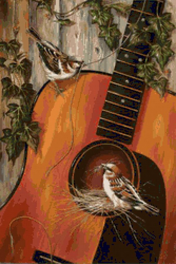 Весёлая жизнь_Michel Schutte - птицы, воробьи, картина - предпросмотр