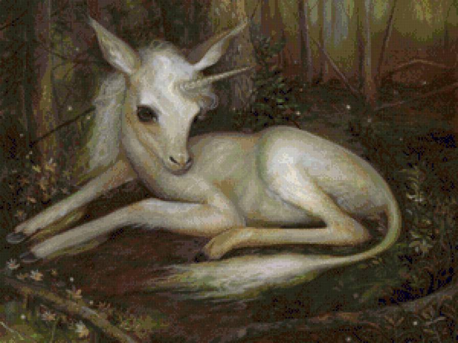 Маленький единорог - волшебство, лес, единорог - предпросмотр