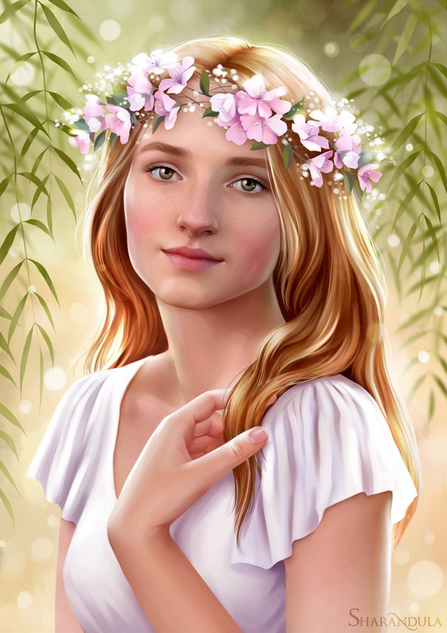 Лесная нимфа - весна, улыбка, нимфа, девушка, красота - оригинал