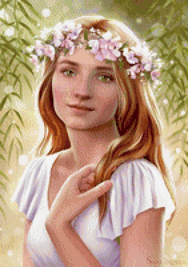 Лесная нимфа - девушка, весна, красота, улыбка, нимфа - предпросмотр