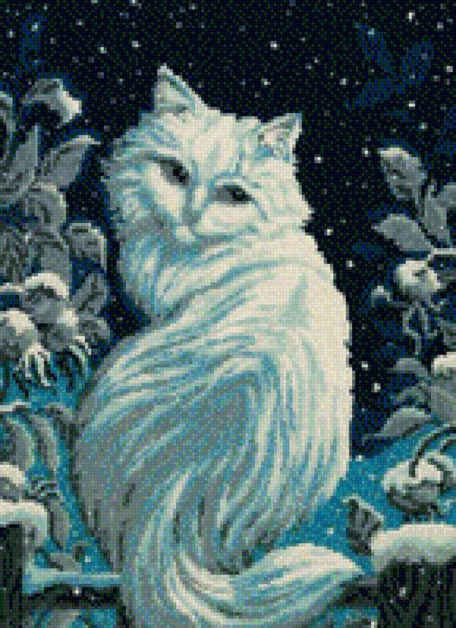 Лунная кошечка - кот, луна, животные, ночь, лунная кошечка - предпросмотр