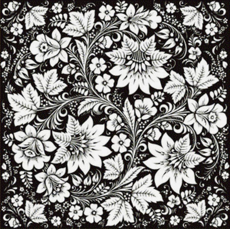 Салфетка "Хохлома черно-белая" - предпросмотр