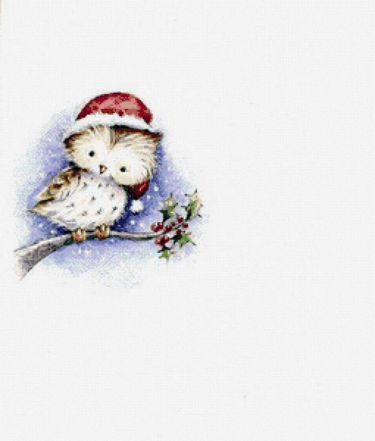 новогодний совенок - новый год, сова, мини вышивка, рождество - предпросмотр