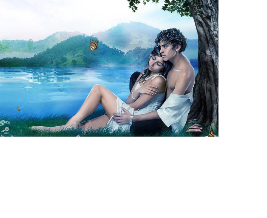 Под деревом - пейзаж, двое, любовь - оригинал