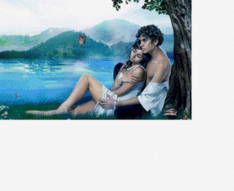 Под деревом - двое, любовь, пейзаж - предпросмотр