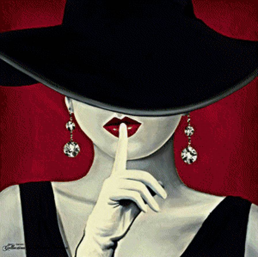 женский образ в черной шляпке - тайна, девушка, гламур - предпросмотр