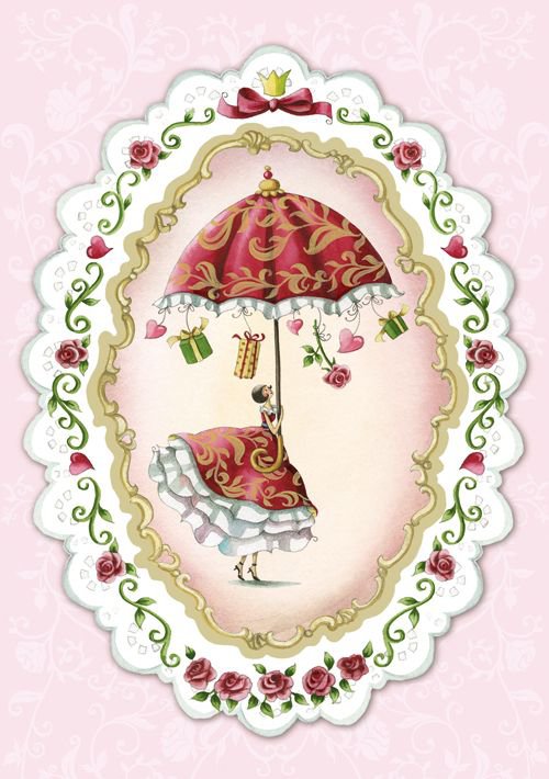 дама с зонтом - дама, винтаж, зонтик - оригинал