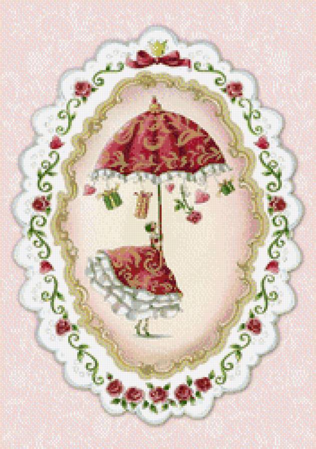 дама с зонтом - зонтик, дама, винтаж - предпросмотр