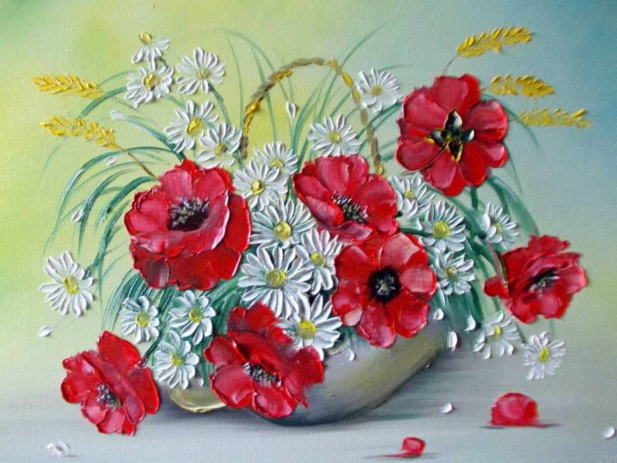 картины художников - маки, ромашки - оригинал