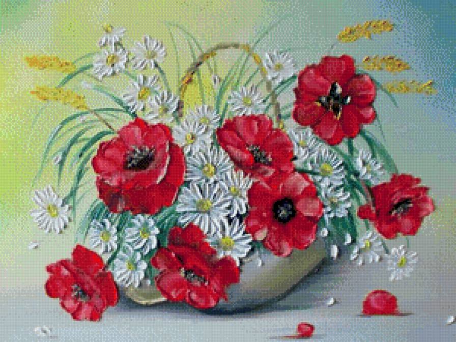 картины художников - маки и ромашки - предпросмотр