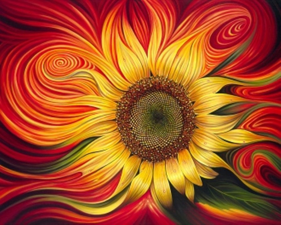 пылающий подсолнух - огонь, цветы, подсолнух, природа - оригинал