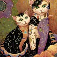 Схема вышивки «Кот и кошка хаед»