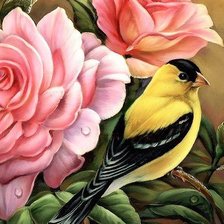 Схема вышивки «Роза и птичка»