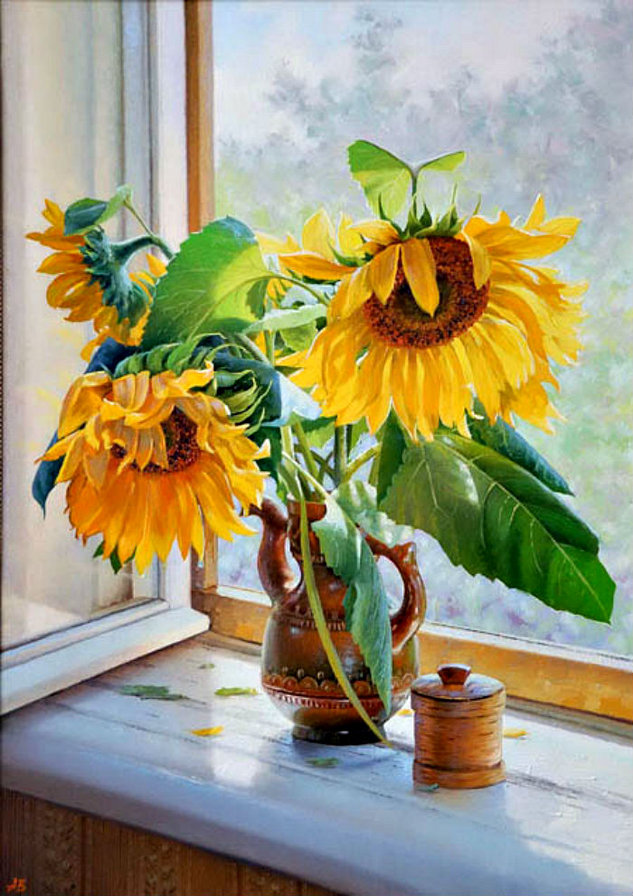 Подсолнухи Валерия Артамонова - подсолнухи, натюрморт, картина - оригинал