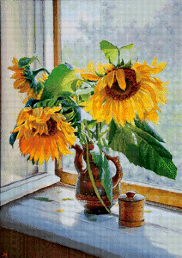 Подсолнухи Валерия Артамонова - подсолнухи, натюрморт, картина - предпросмотр