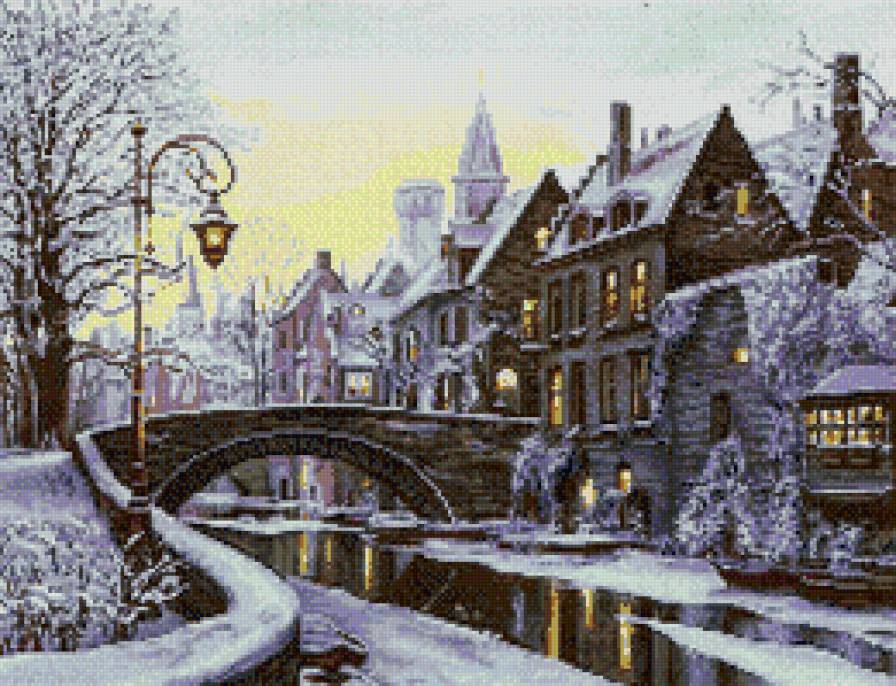 Зимний город - город, зима, мост - предпросмотр