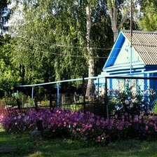 Схема вышивки «дом в деревне»