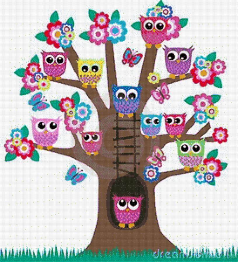 arbol con buhos - предпросмотр