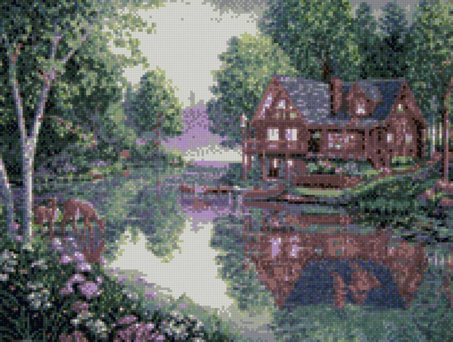 домик в лесу - природа, коттедж, лес, домик - предпросмотр