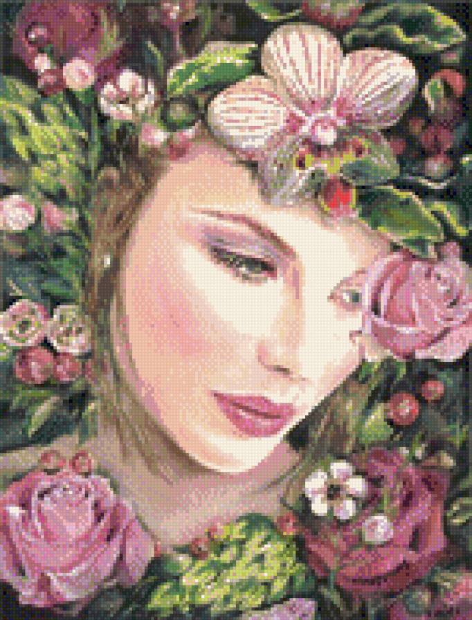 фея цветов - лицо, цветы, портрет - предпросмотр