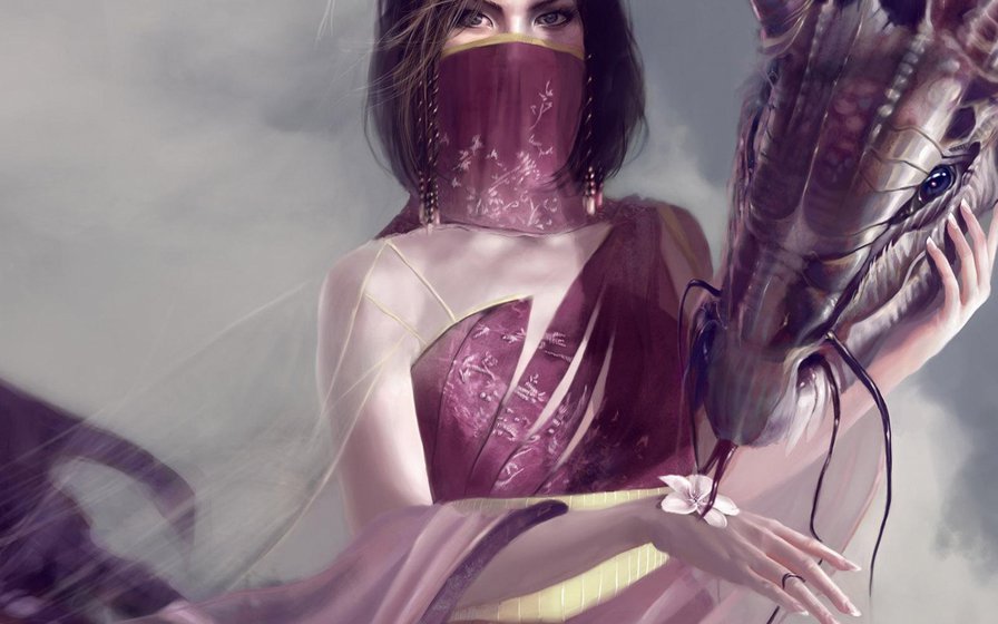 Девушка и дракон - девушка, дракон - оригинал