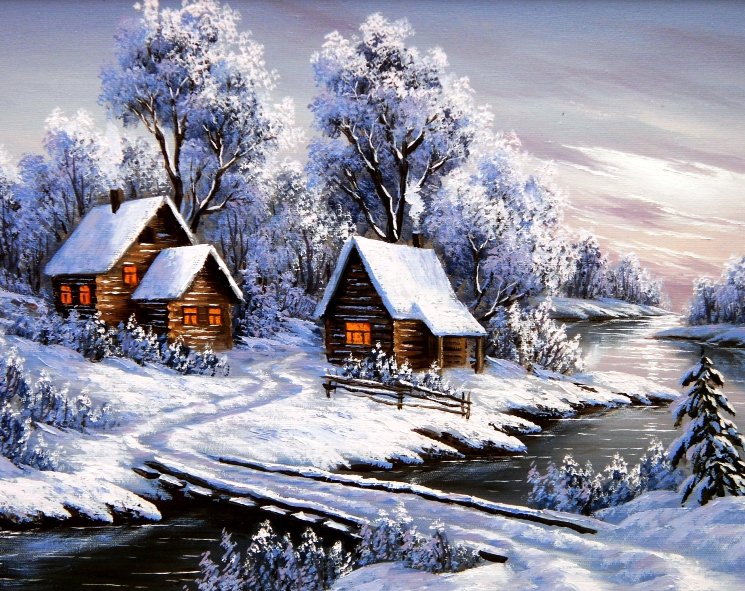 Зимний пейзаж - природа, зима, снег - оригинал