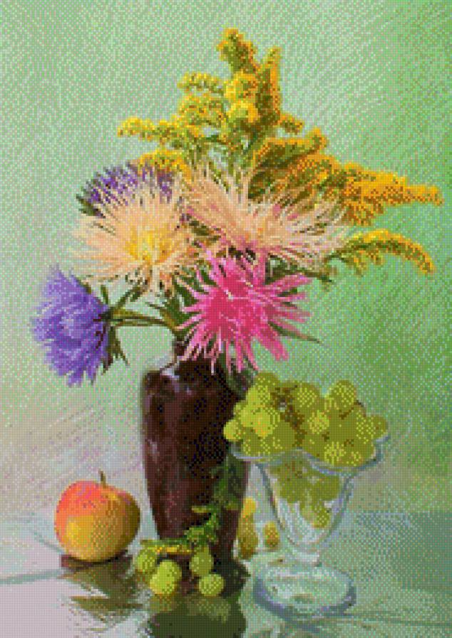 Астры - цветы.картина - предпросмотр