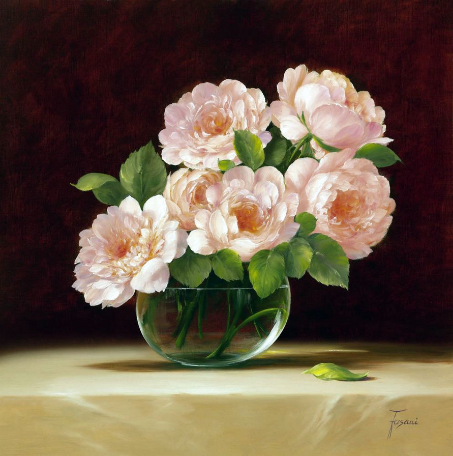 розы в вазе - розы, натюрморт, цветы - оригинал