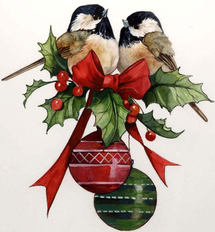 Christmas birds - рождество, птицы, елочные игрушки - оригинал