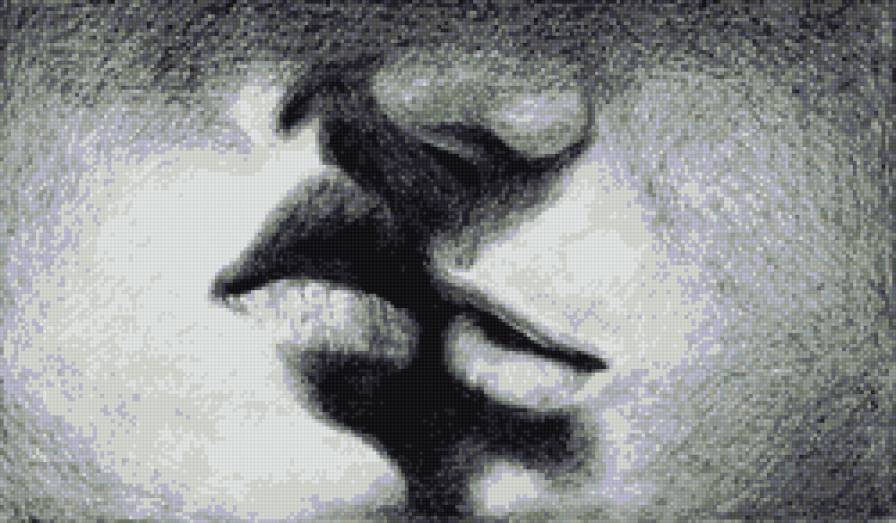 Поцелуй - пара, монохром - предпросмотр