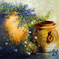 Оригинал схемы вышивки «цветы в вазе» (№1050161)