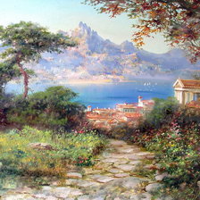 Схема вышивки «море. горы»