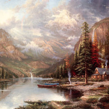 Схема вышивки «горы. деревушка»