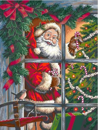 Санта Клаус у ёлки - новогодние - оригинал
