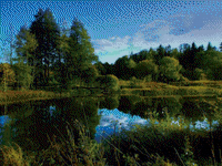 ясный вечер - природа, лес, речка - предпросмотр