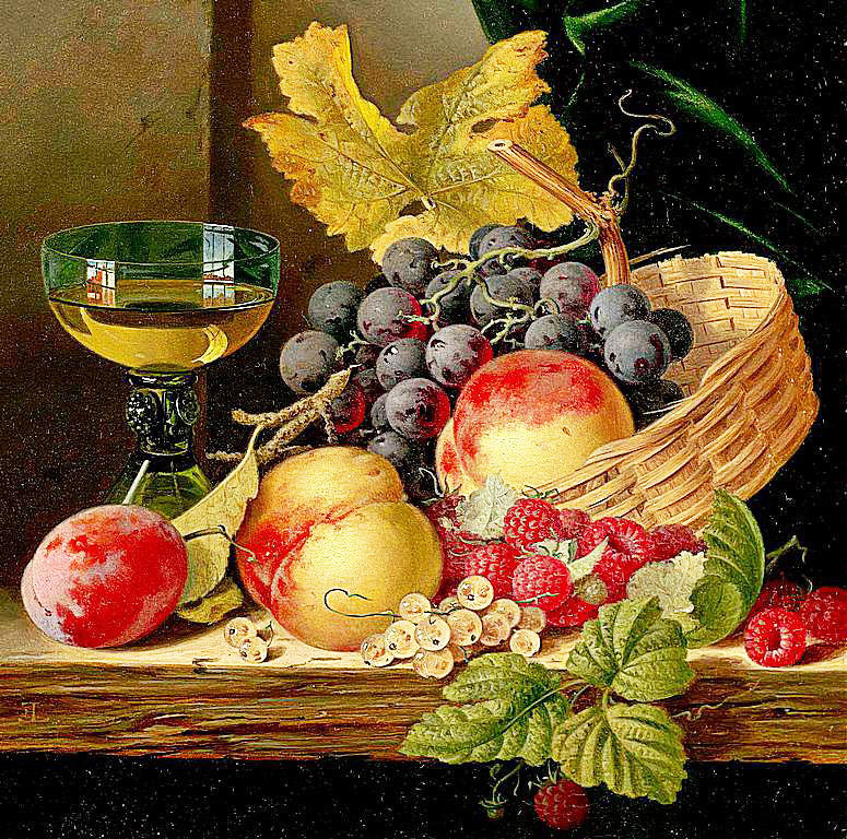 Натюрморт - натюрморт, яблоки, виноград - оригинал