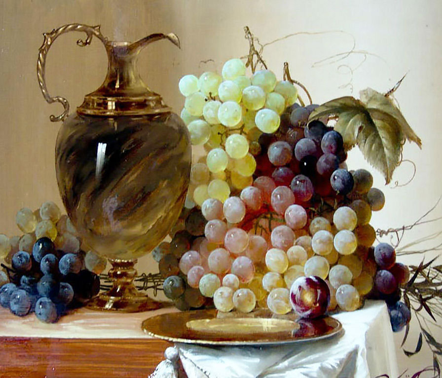 натюрморт - вино, виноград, натюрморт - оригинал