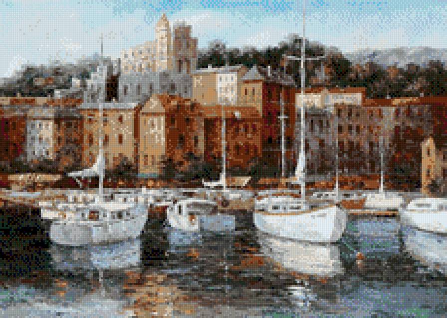 пейзаж - лодки море причал - предпросмотр