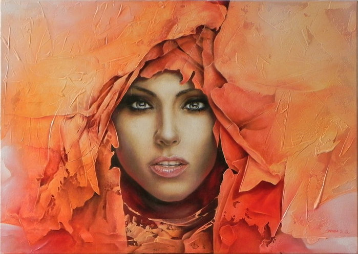 девушка в оранжевом - портрет, романтика, девушка - оригинал