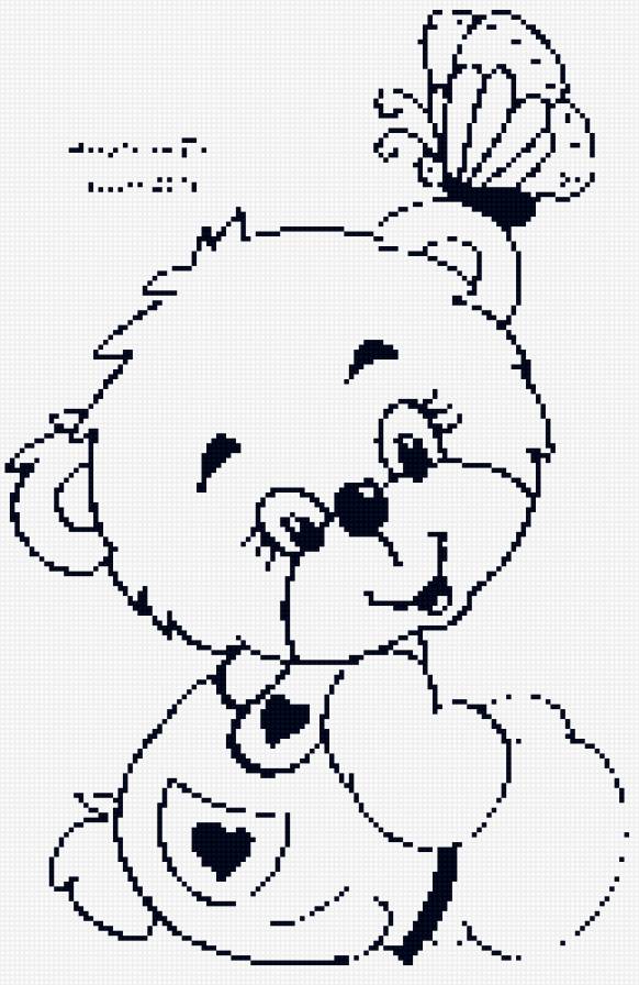 мишка и бабочка - предпросмотр