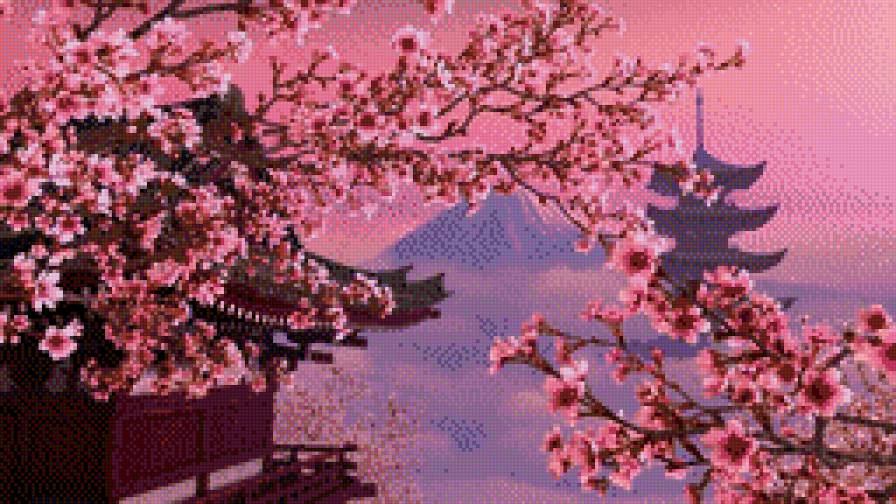 цветы сакуры - пейзаж, сакура, япония - предпросмотр