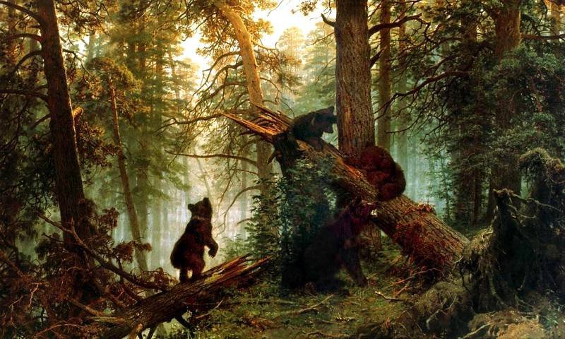 Мишки в лесу - природа, медведи, живопись, шишкин - оригинал