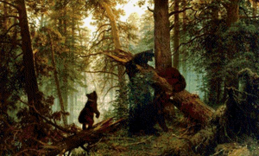 Мишки в лесу - живопись, природа, шишкин, медведи - предпросмотр